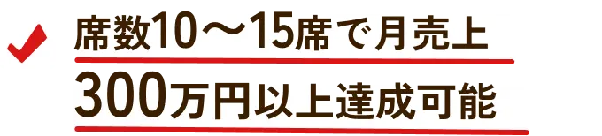 席数10〜15席で月売上300万円以上達成可能